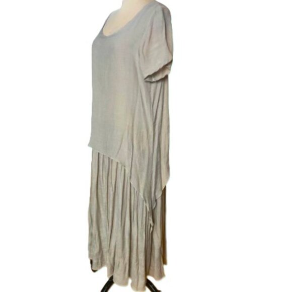 Red Coral drop waist maxi crepe flowy dress M - Picture 12 of 14